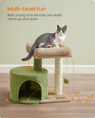 Feandrea cat tree cuddle cave provides a secure hideaway for kittens.