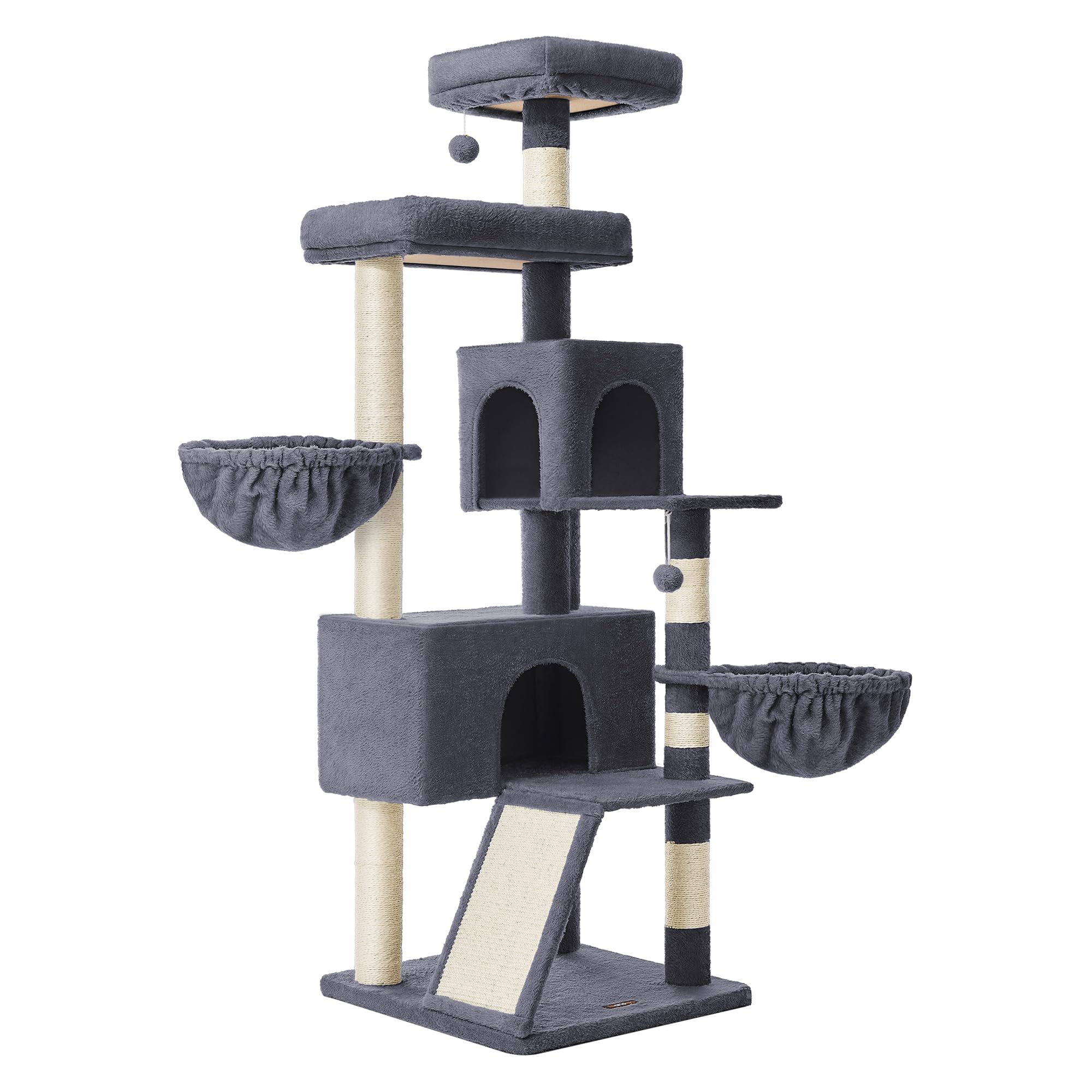 Feandrea cat tree in dark gray finish blending with modern interiors