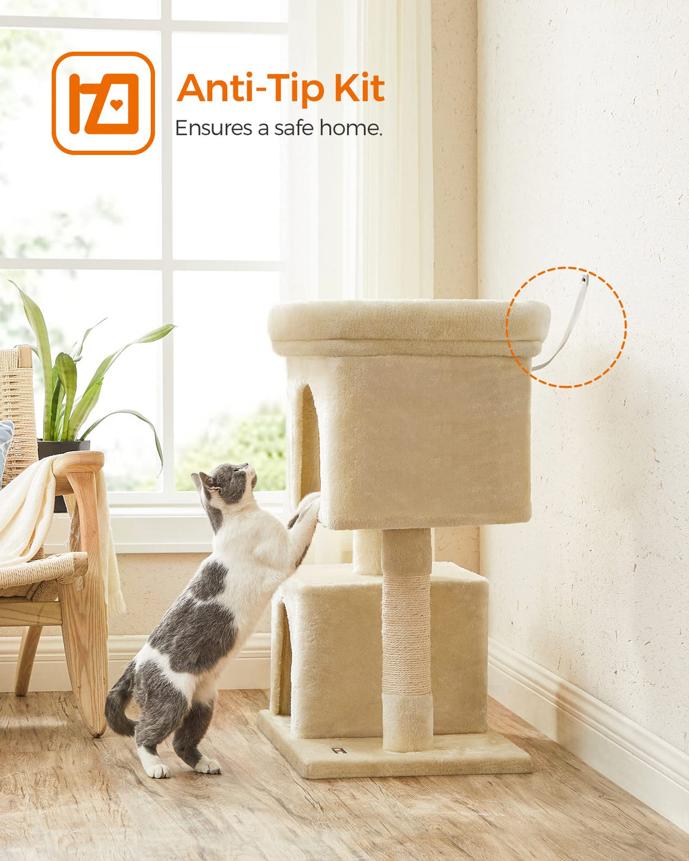 Feandrea cat tree sturdy base for stable play.