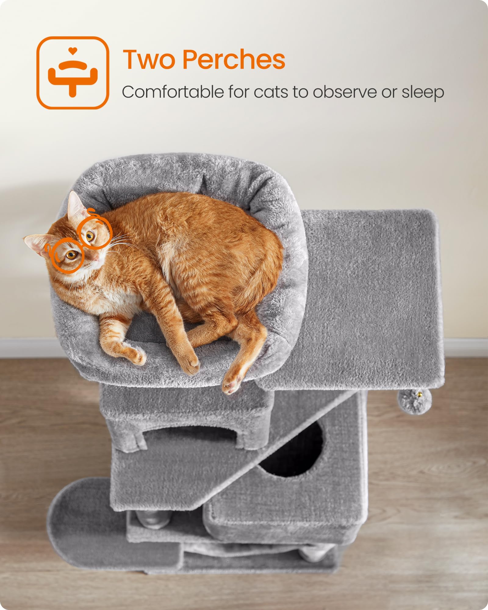 Feandrea cat tree easy assembly with included allen key for hassle-free setup.