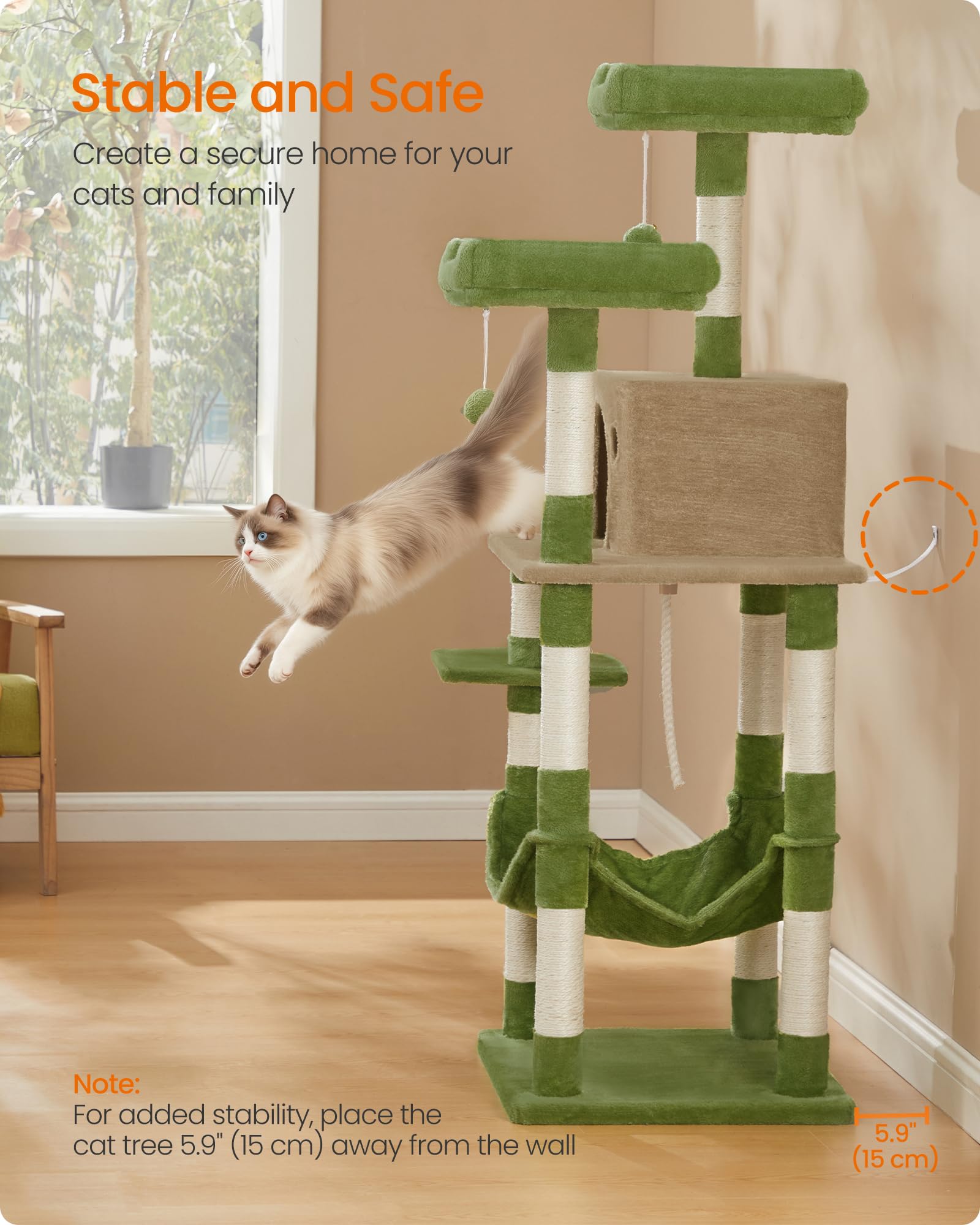 Feandrea cat tree easy assembly helps you set up quickly.