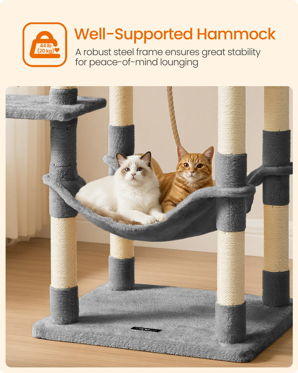 Feandrea Cat Tree is easy to assemble with included screws and Allen key.