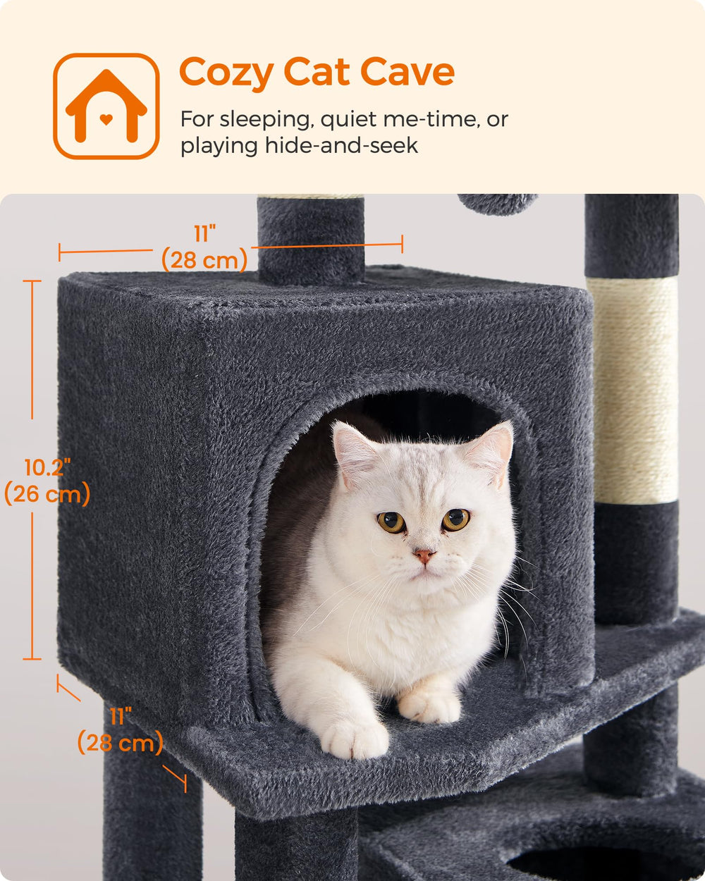 Feandrea cat tree easy assembly with included hex key saves setup time.