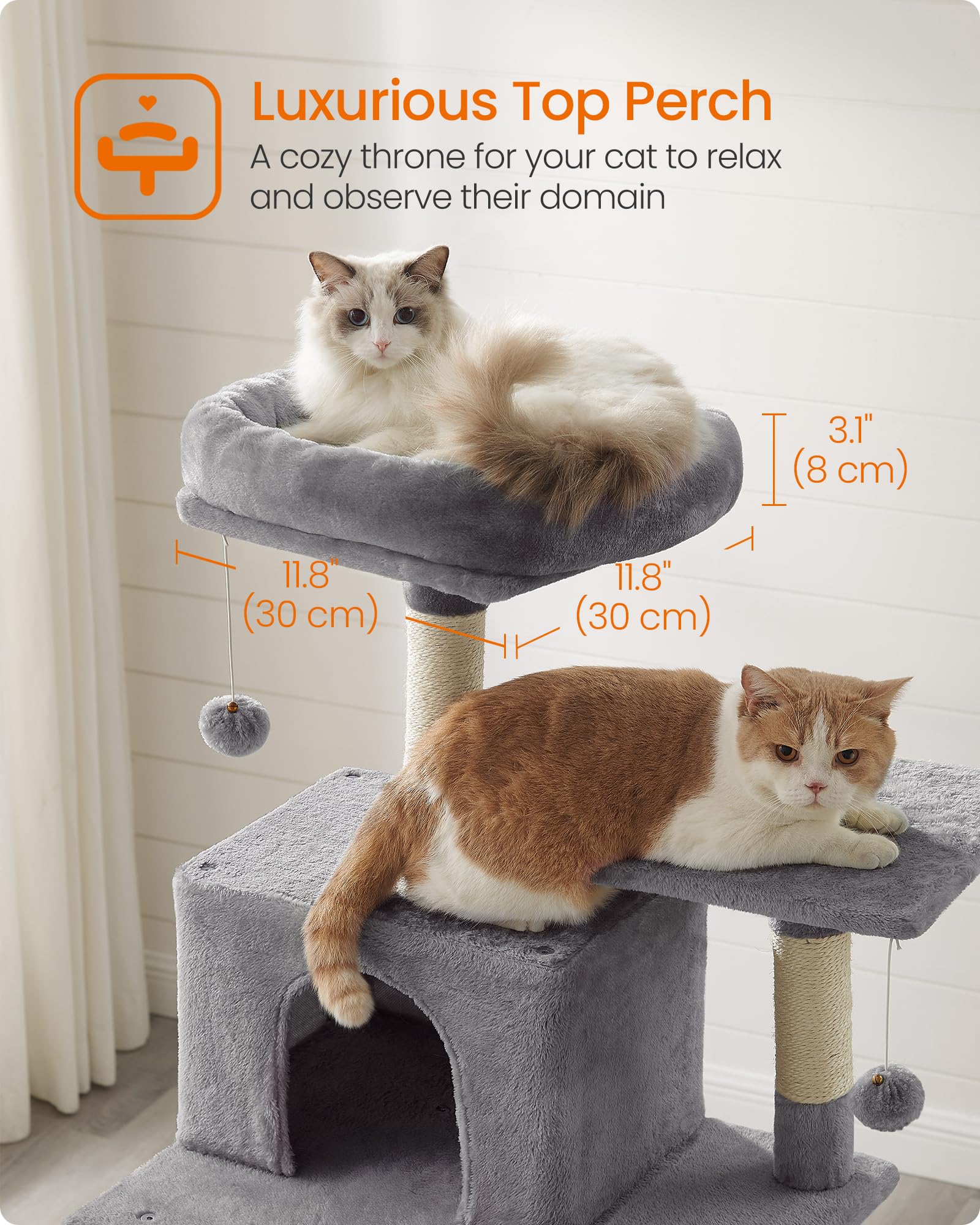 Feandrea Cat Tree easy-assembly design with included hex key.