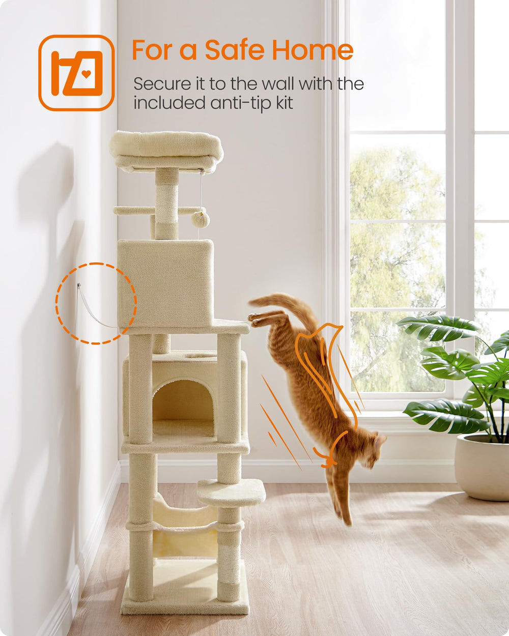 Feandrea cat tree easy to clean fabric aids quick maintenance.