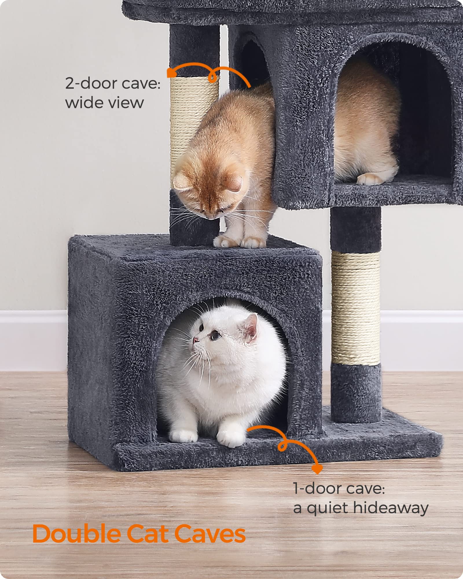 Feandrea cat tree easy clean fur removal with vacuum or lint roller