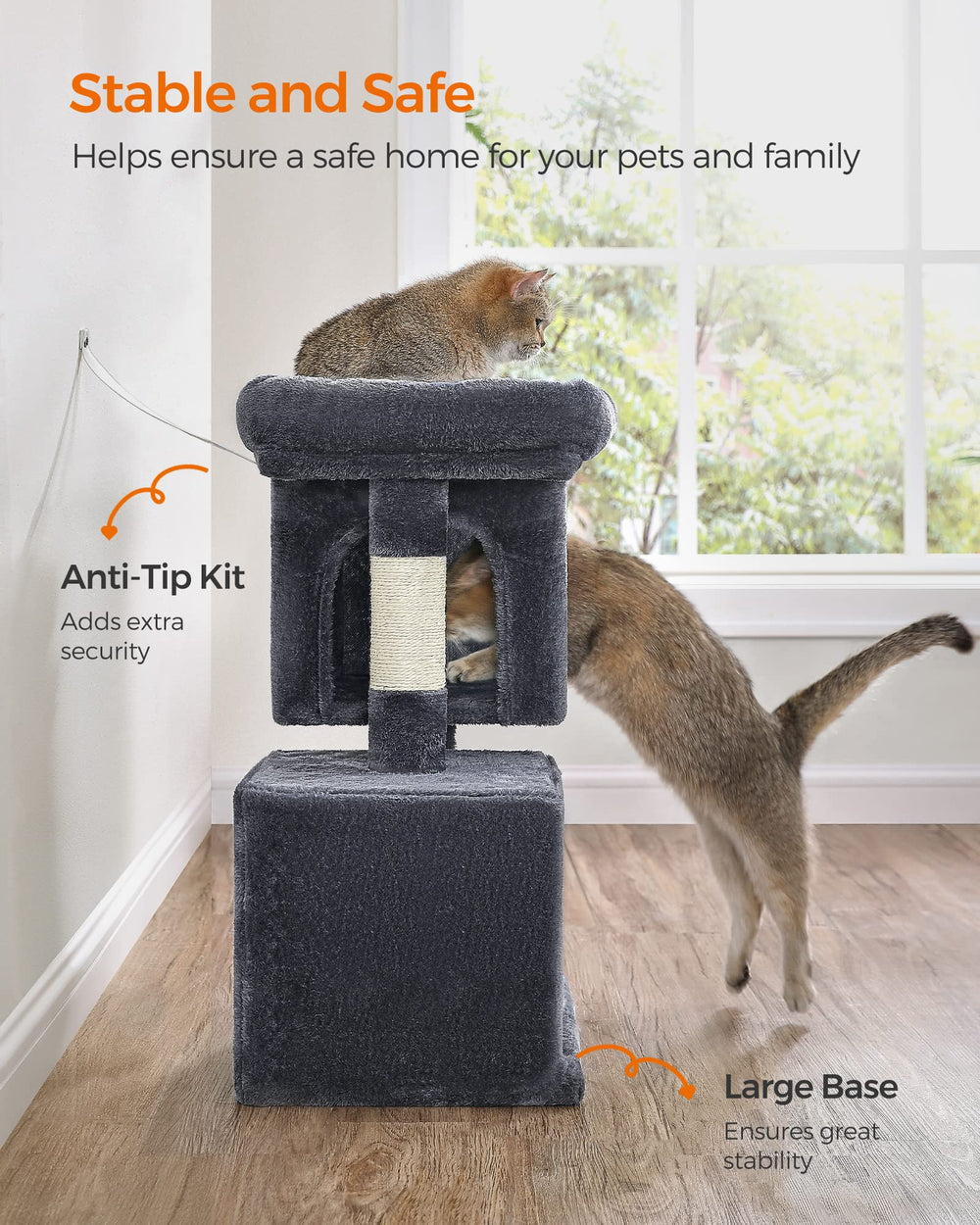 Feandrea easy cleaning keeps fur and crumbs off the condo