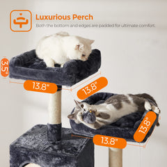 Feandrea Cat Tree eleven scratching posts encourage scratching and surface protection.