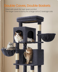 Feandrea cat tree five scratching posts encourage stretching and claw care.