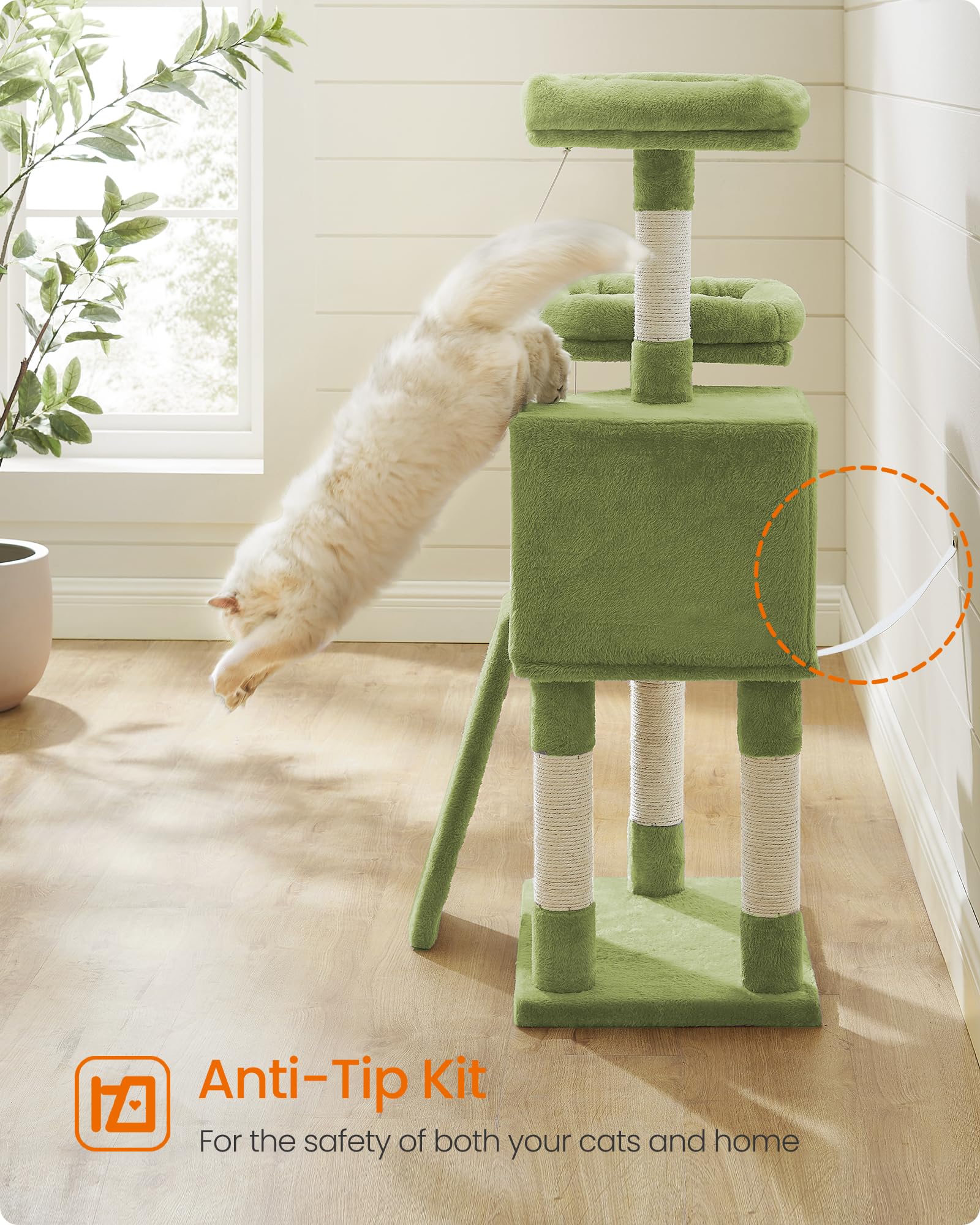 Feandrea cat tree-grass-green-color adds vibrant style to any room.