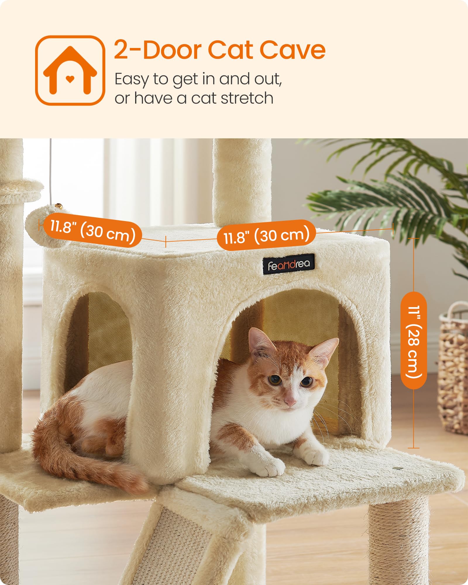 Feandrea Cat Tree comes with hammock for lounging and napping