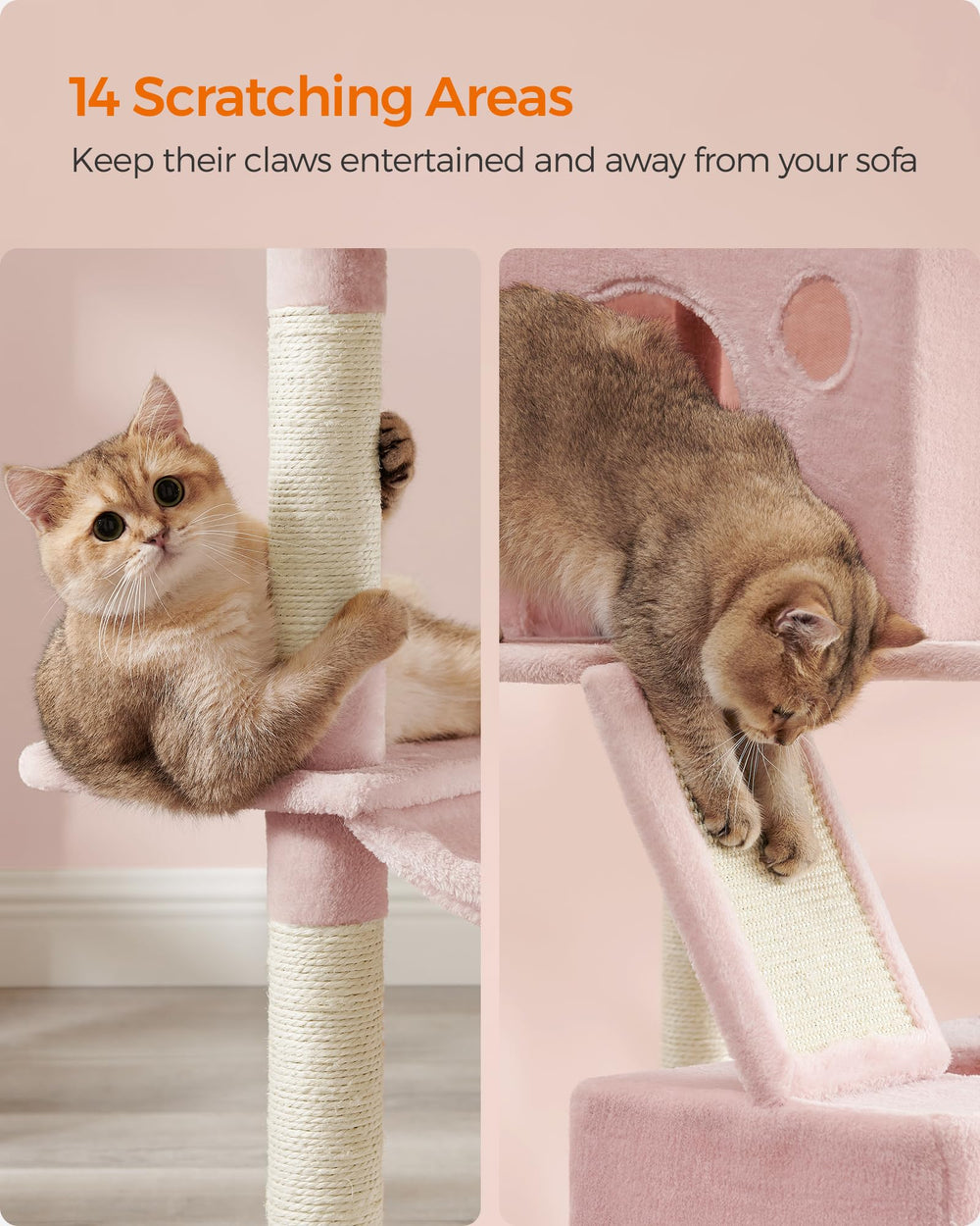 Feandrea easy-clean surface; wipe away fur and crumbs.