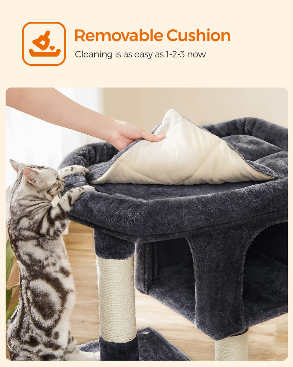 Feandrea Cat Tree ideal for large cats up to 16 lb use-case