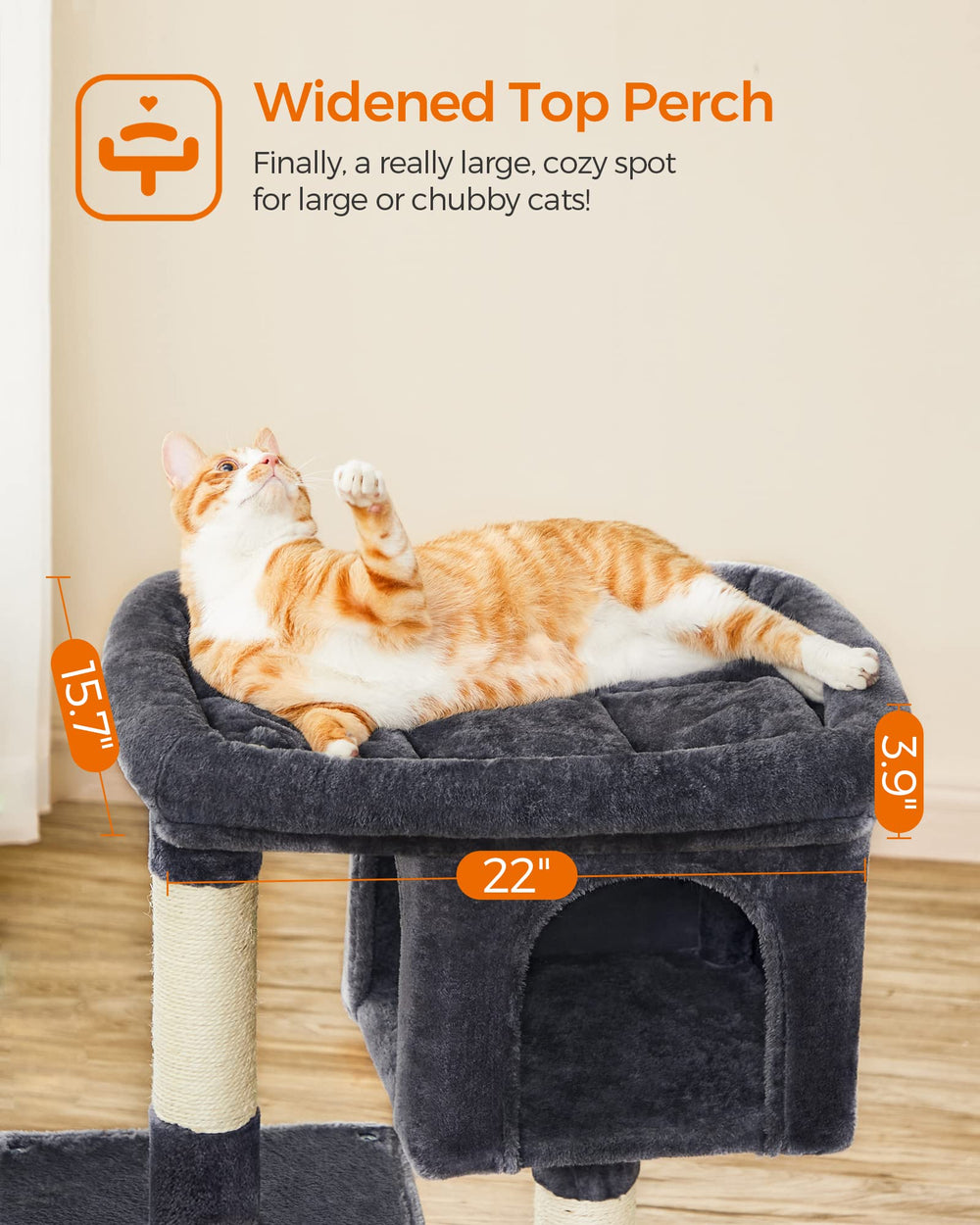 Feandrea Cat Tree lower 1-door cave for nap-ready hideaway