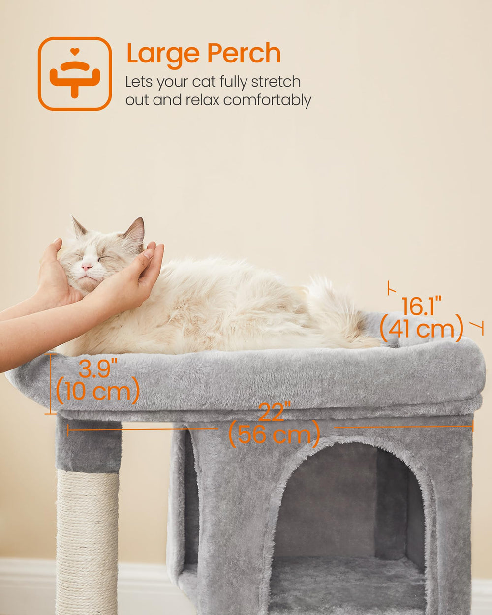 Feandrea cat tree lower cave nap hideaway