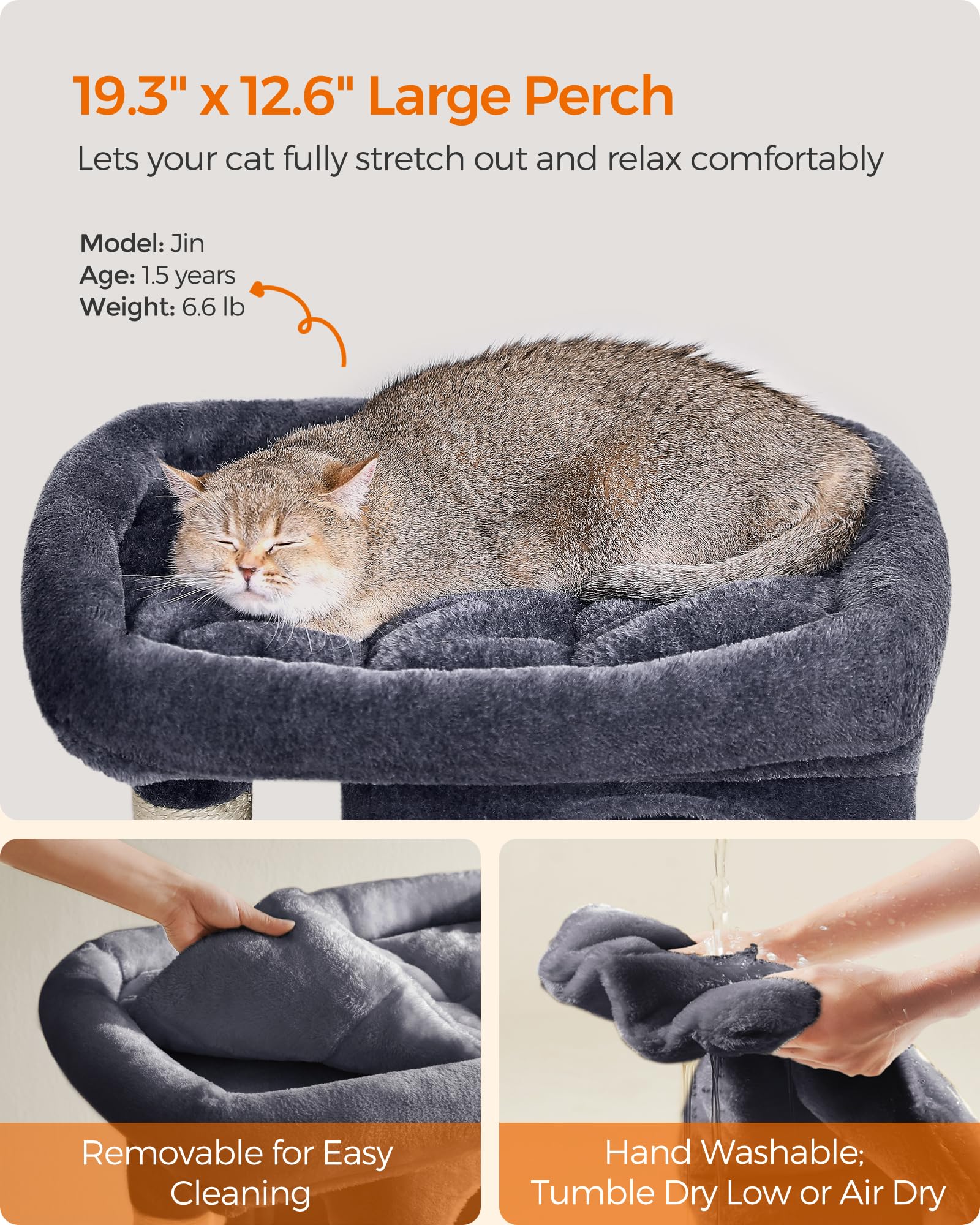 Feandrea cat tree lower single-door cave ideal for naps