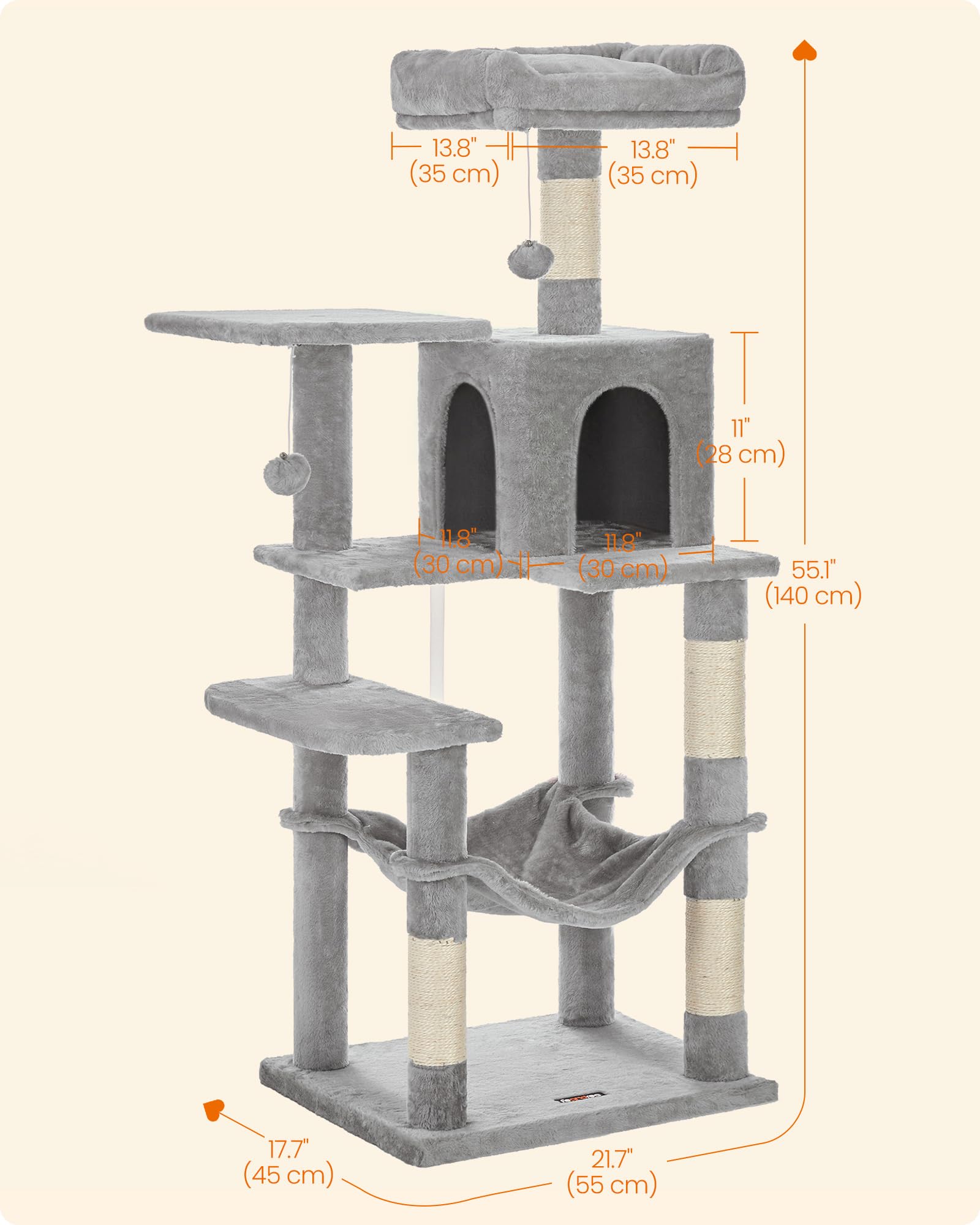 Feandrea cat tree multi-level design with side climbing step aids seniors