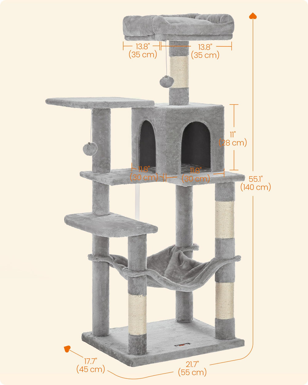 Feandrea cat tree multi-level design with side climbing step aids seniors