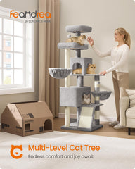 Feandrea cat-tree multi-level design enabling climbing and vertical play