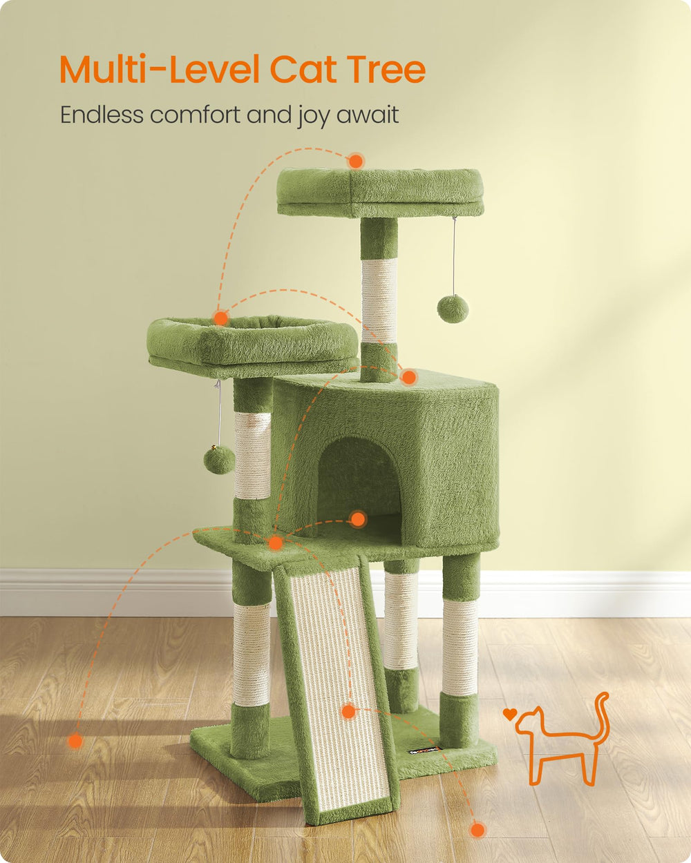 Feandrea cat tree-multi-level-play encourages active exploration across levels.