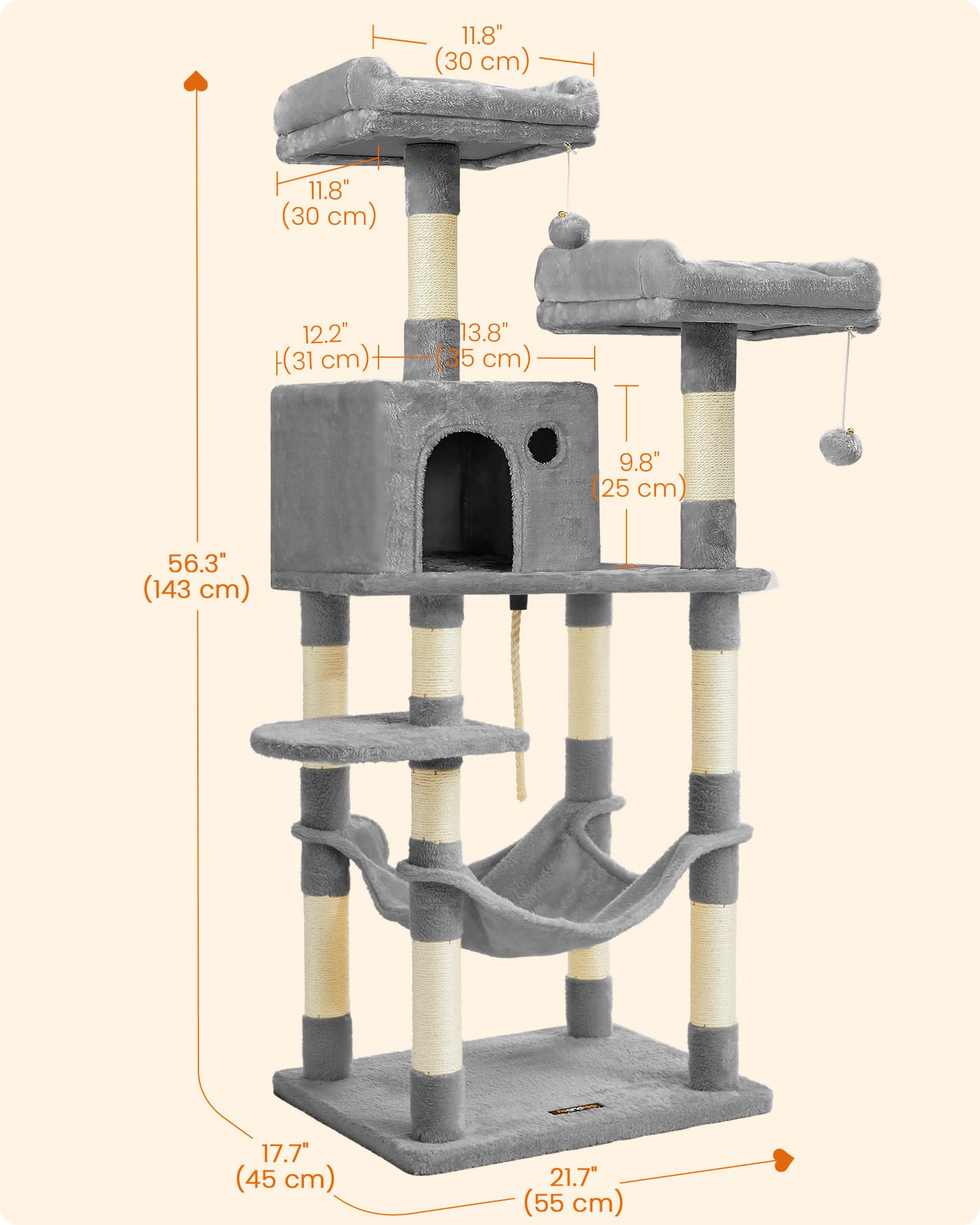 Feandrea cat tree's multi-level design encourages climbing and exploration for cats.