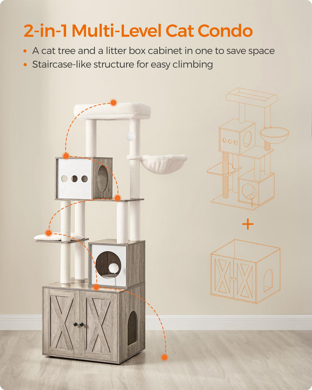 Feandrea cat tree with multi-level scratching posts supports playful scratching