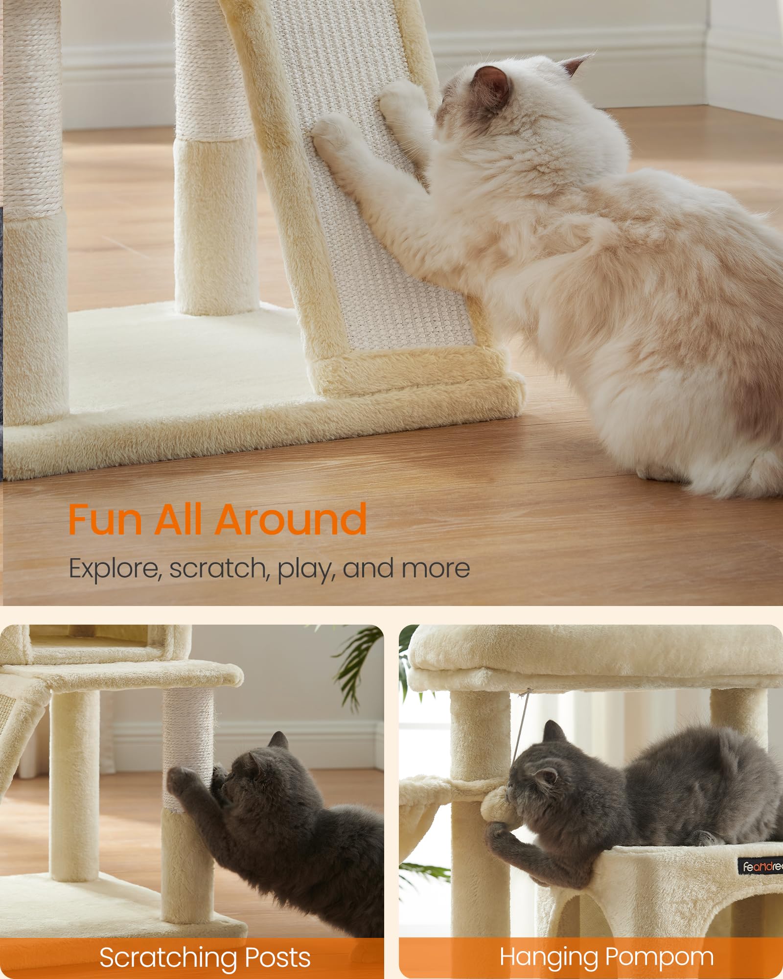 Feandrea Cat Tree in beige blends with home decor