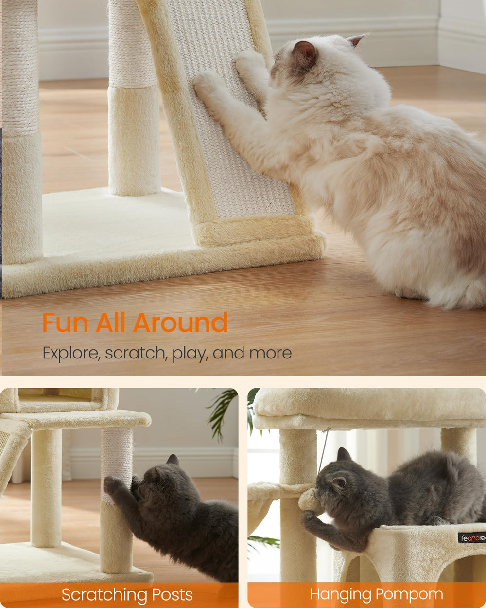 Feandrea Cat Tree in beige blends with home decor