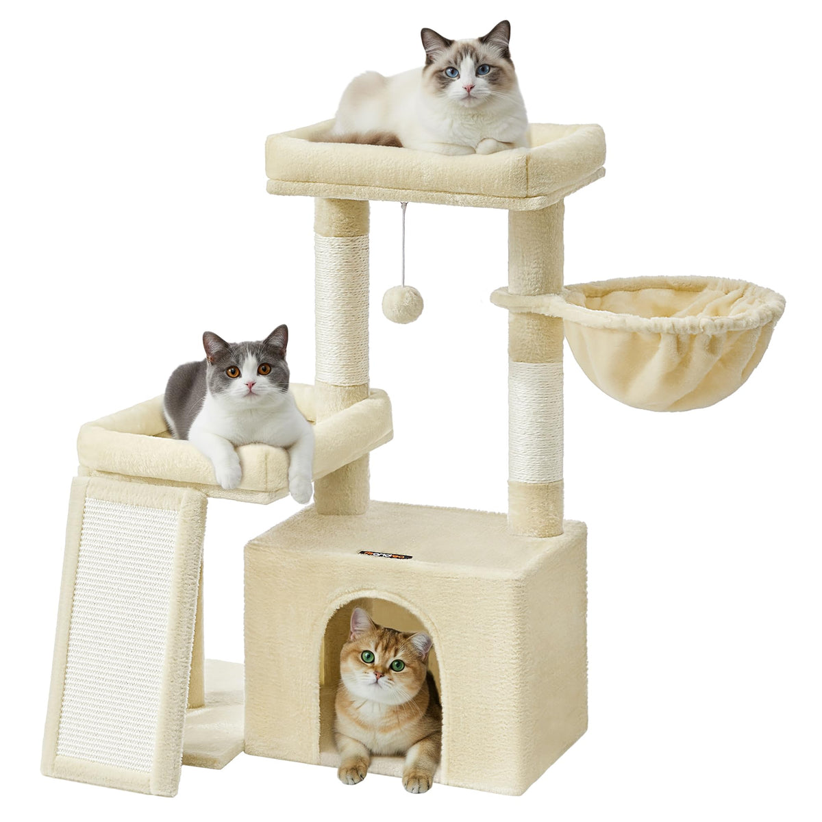 Feandrea cat tree overview with perches for lounging and play in multi-cat homes