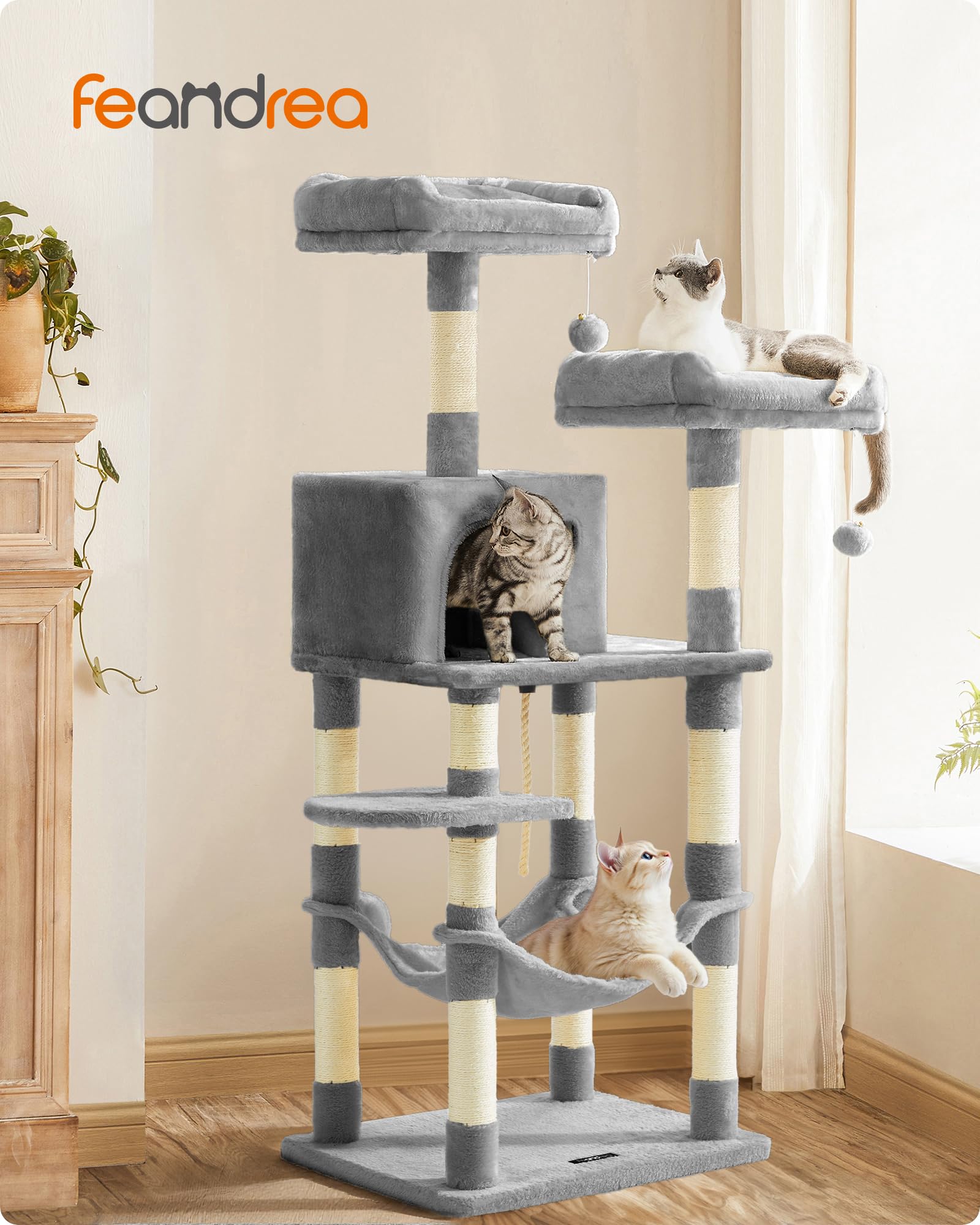 Feandrea cat tree plush hammock delivers soft, cozy lounging for cats.