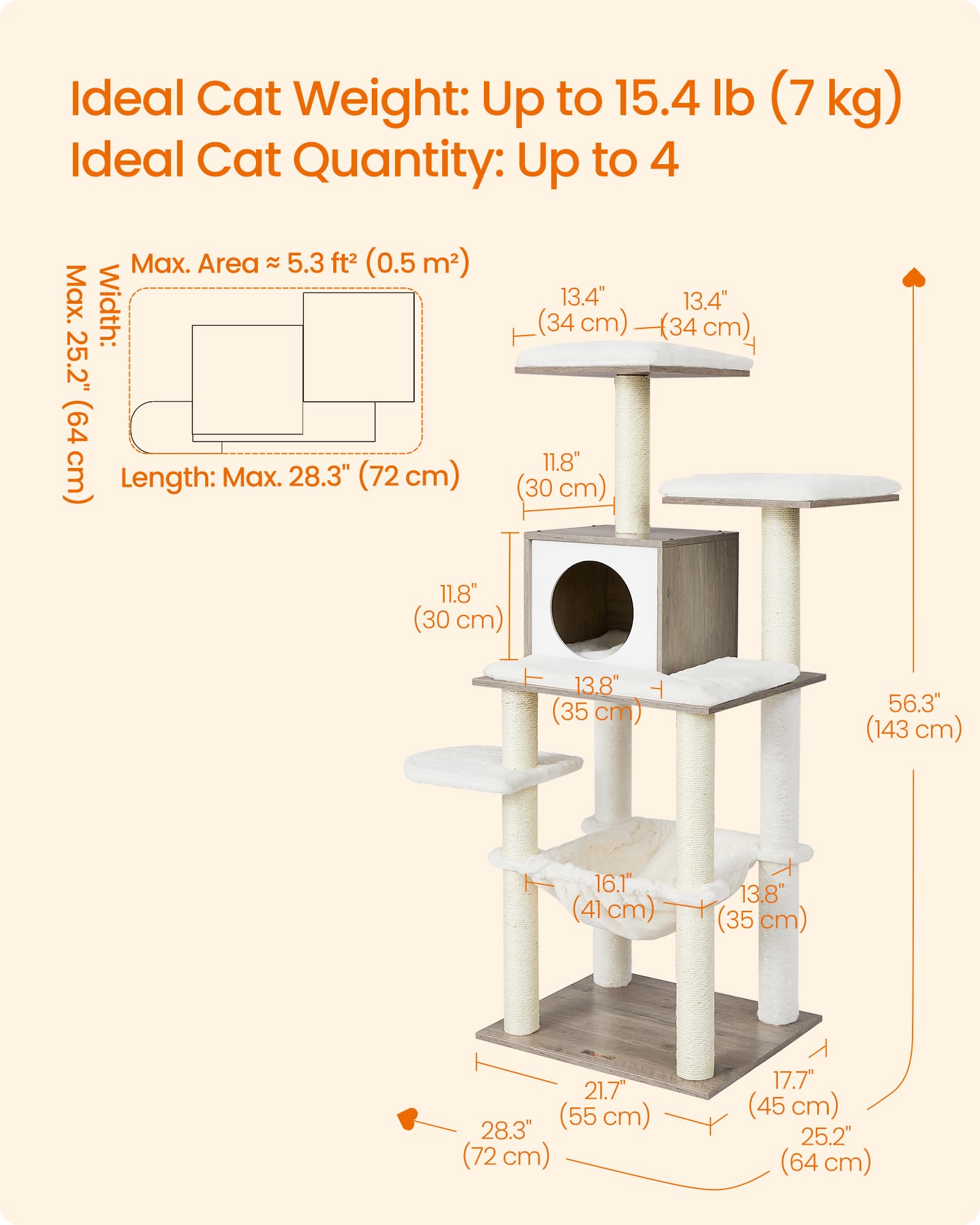 Feandrea cat tree cushions are washable for easy cleaning after adventures.
