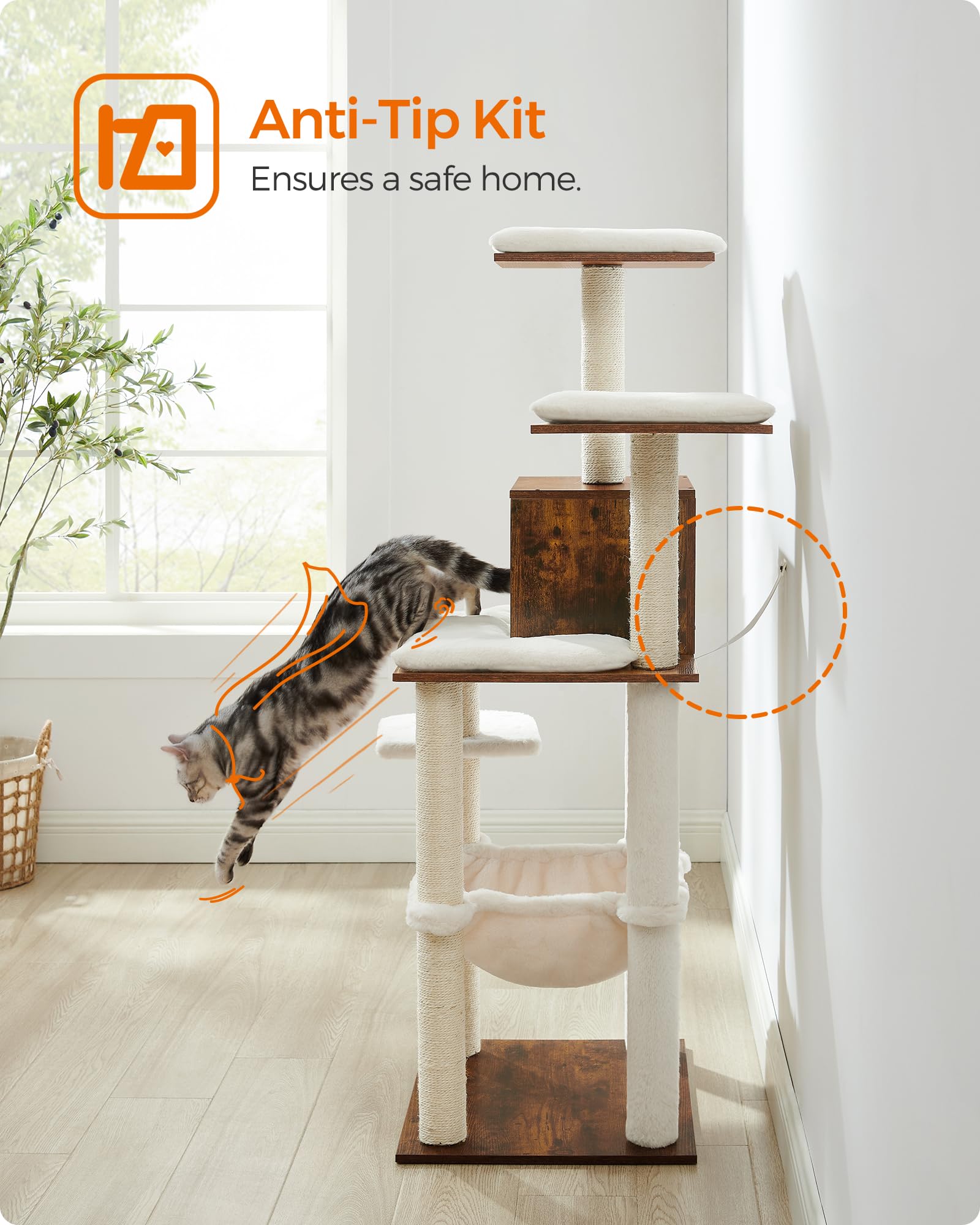 Feandrea rustic-brown design blends with home decor while adding vertical fun.