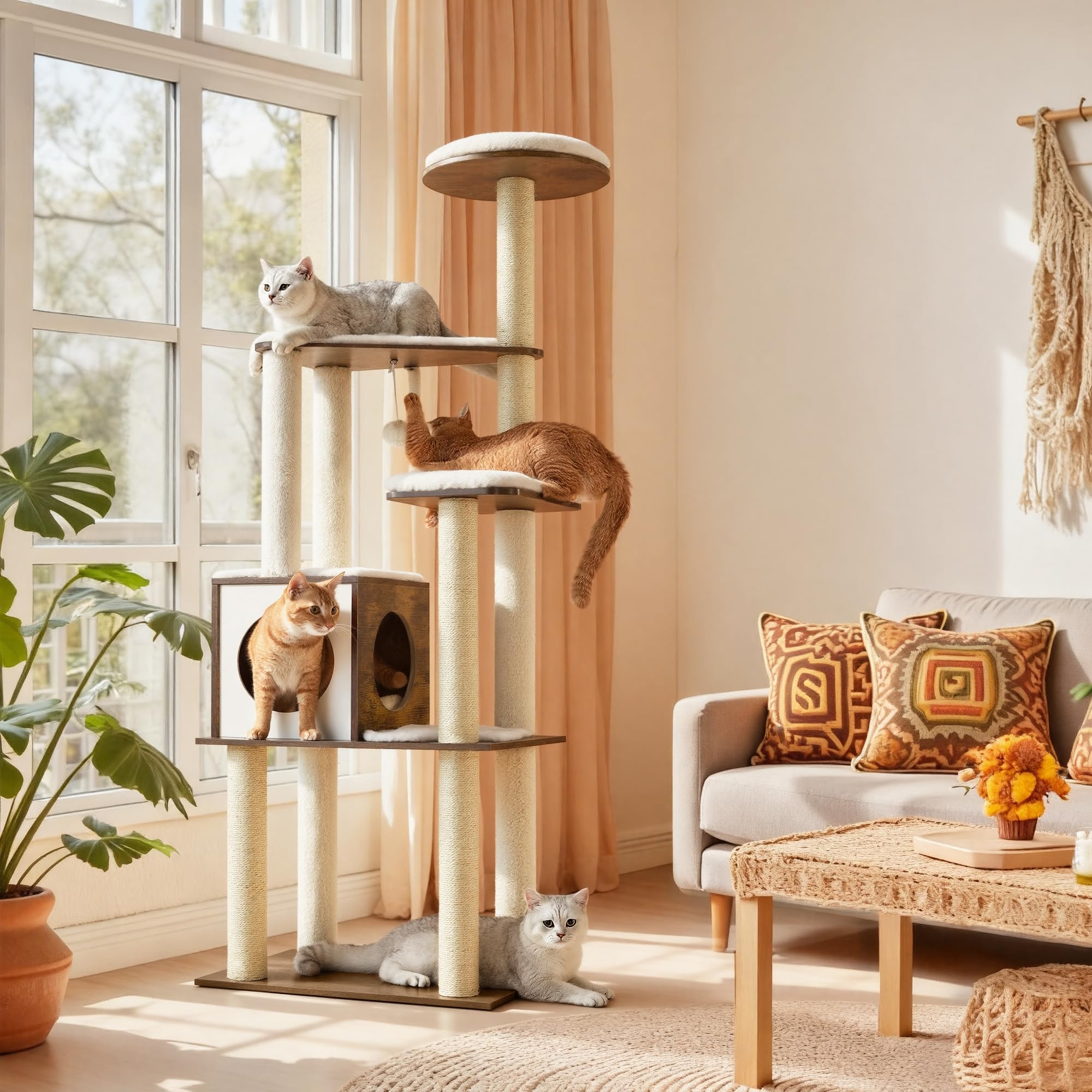 Feandrea rustic brown and white finish complements modern decor.