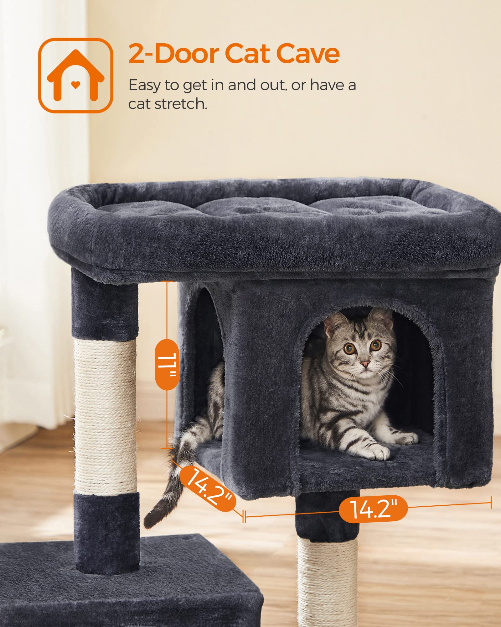 Feandrea Cat Tree scratching posts encourage natural scratching
