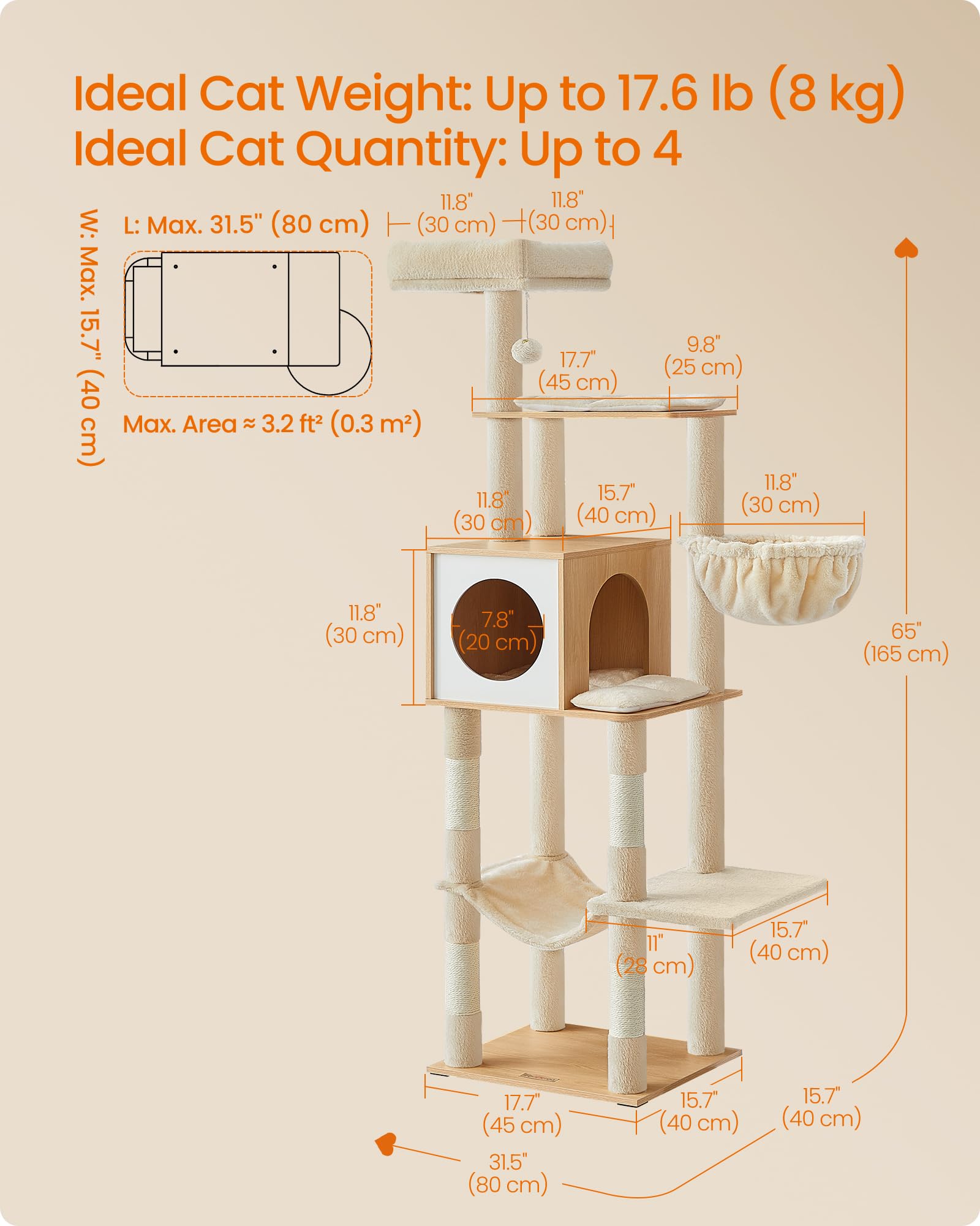 Feandrea cat tree scratching posts help sharpen claws during play