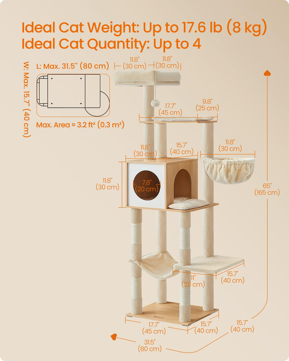 Feandrea cat tree scratching posts help sharpen claws during play