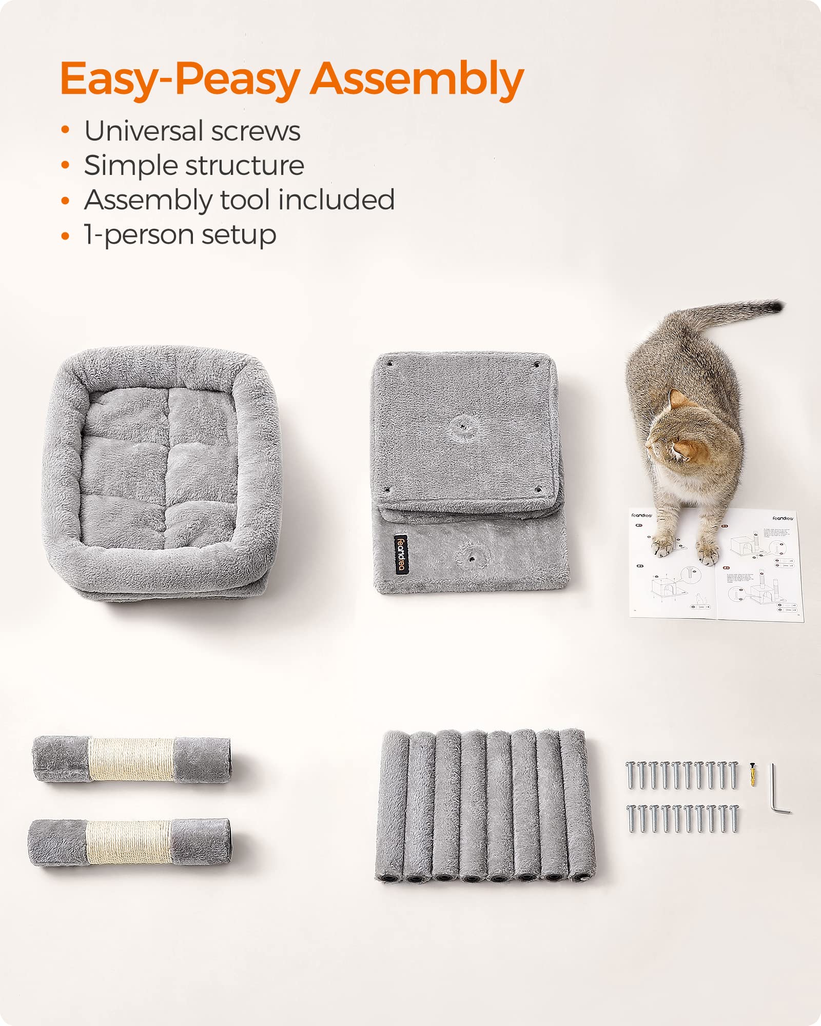 Feandrea cat tree features two scratching posts to satisfy scratching instincts.