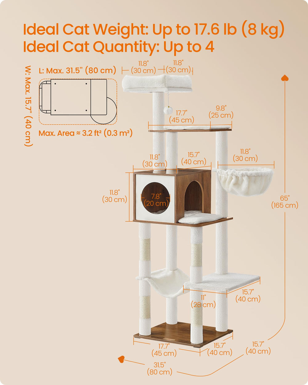 Feandrea cat tree scratching posts support claws during playtime.