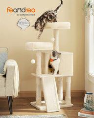 Feandrea cat tree scratching ramp doubles as climb aid for active felines.