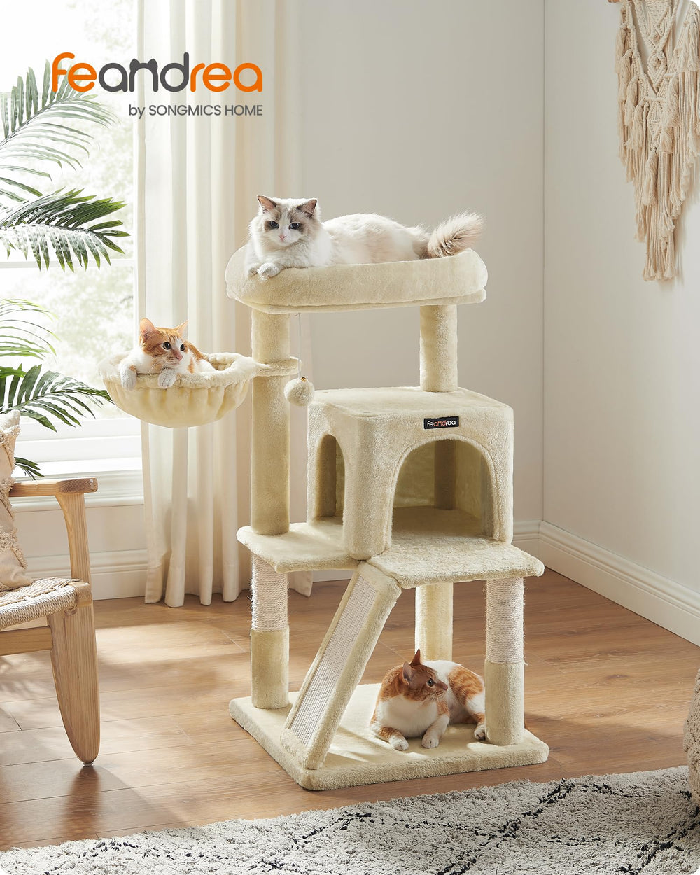 Feandrea Cat Tree with 2-in-1 scratching ramp for scratching and climbing