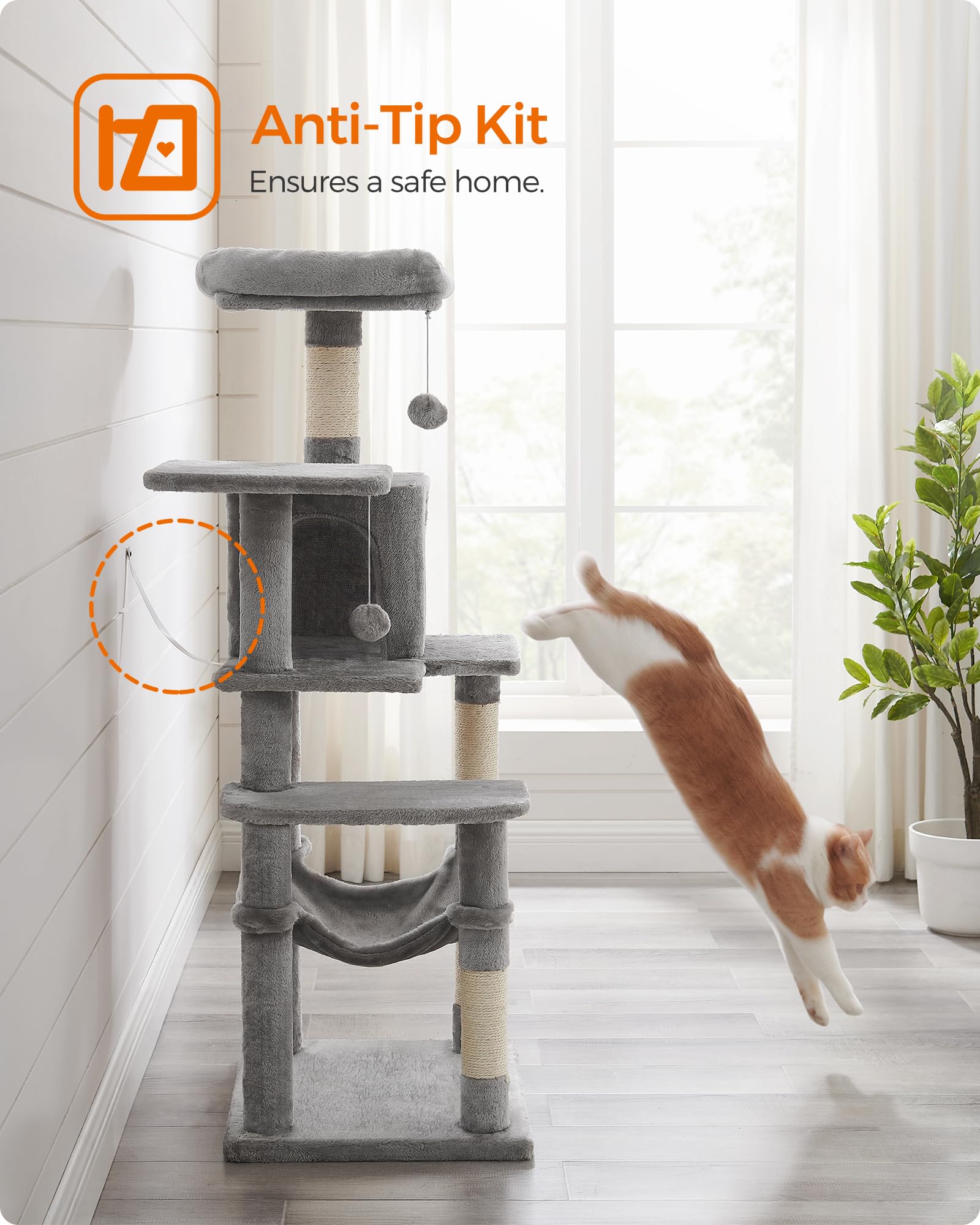 Feandrea cat tree side climbing step assists easier access to upper levels