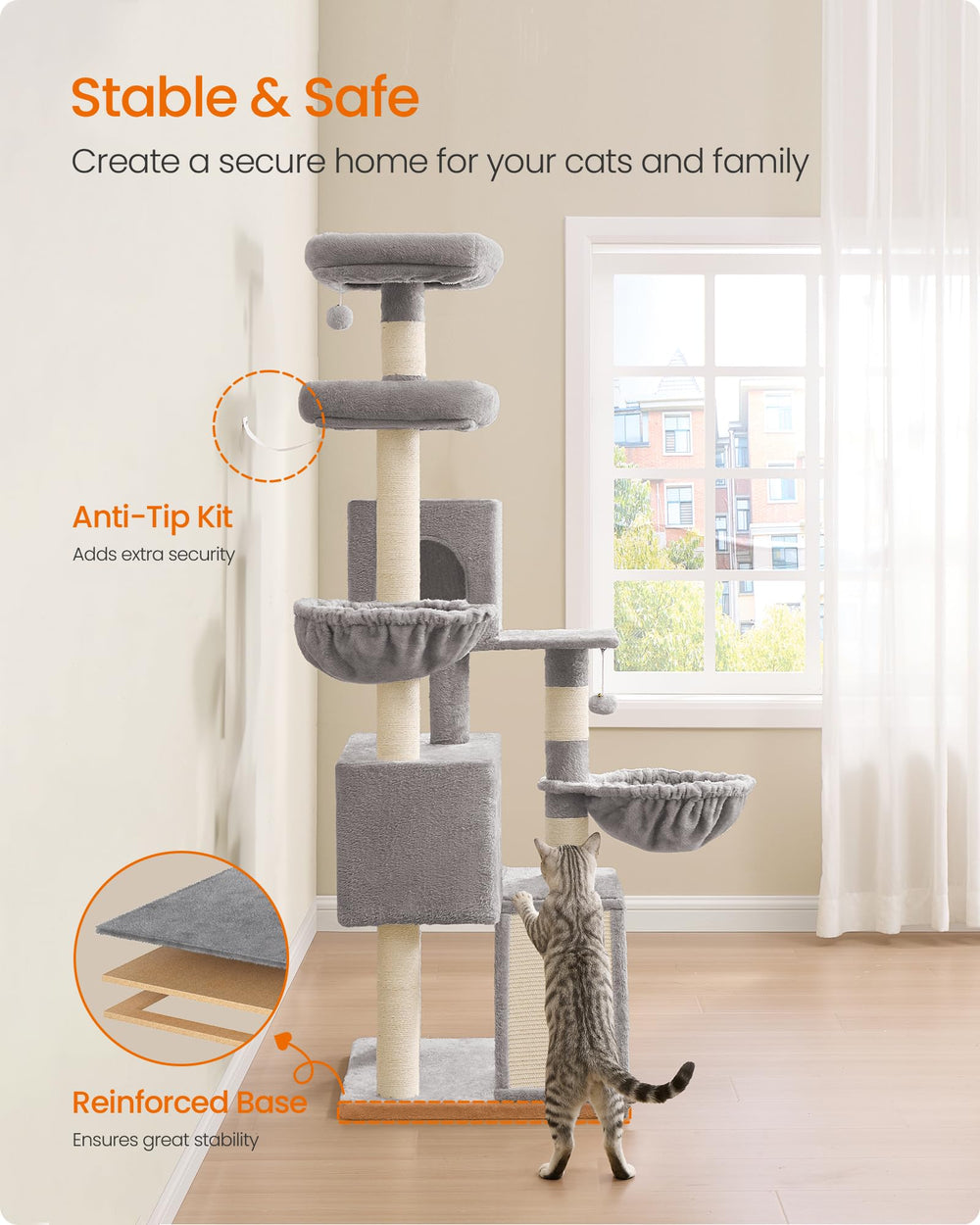 Feandrea cat-tree sisal posts for satisfying scratching instincts