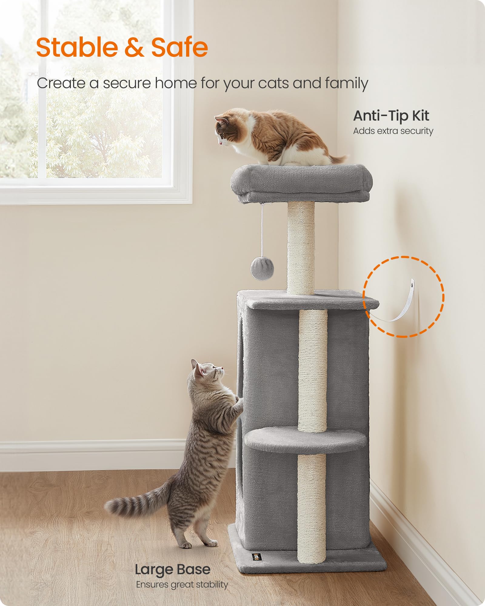 Feandrea Cat Tree Sisal Posts durable scratching posts for natural feline instincts.
