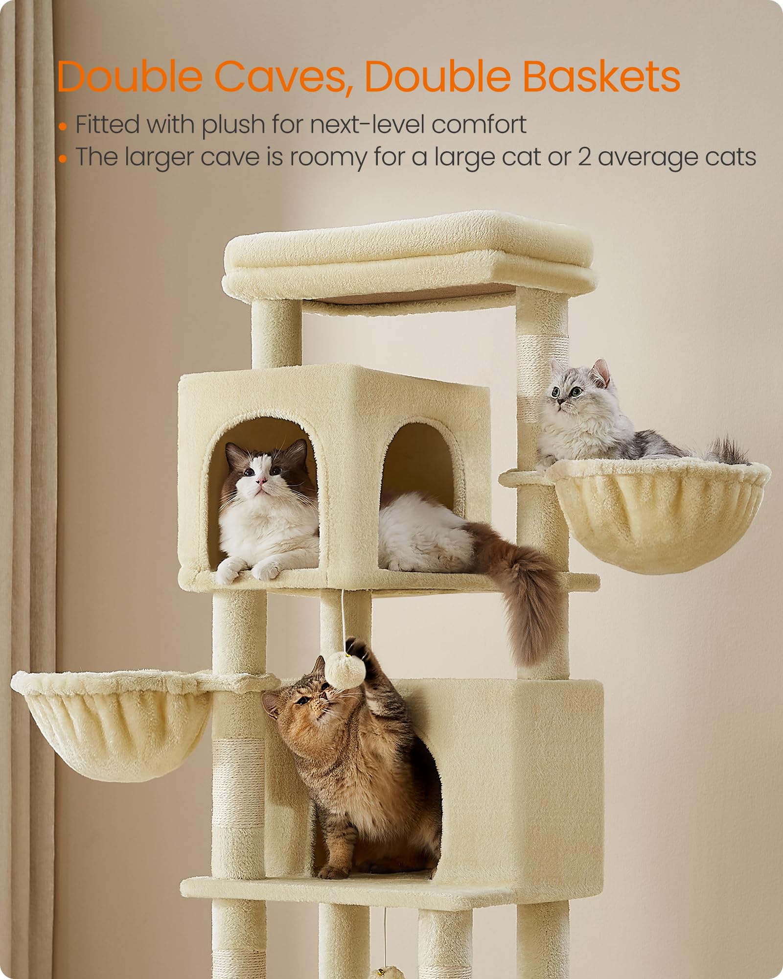 Feandrea cat tree featuring a snug hammock and elevated platform