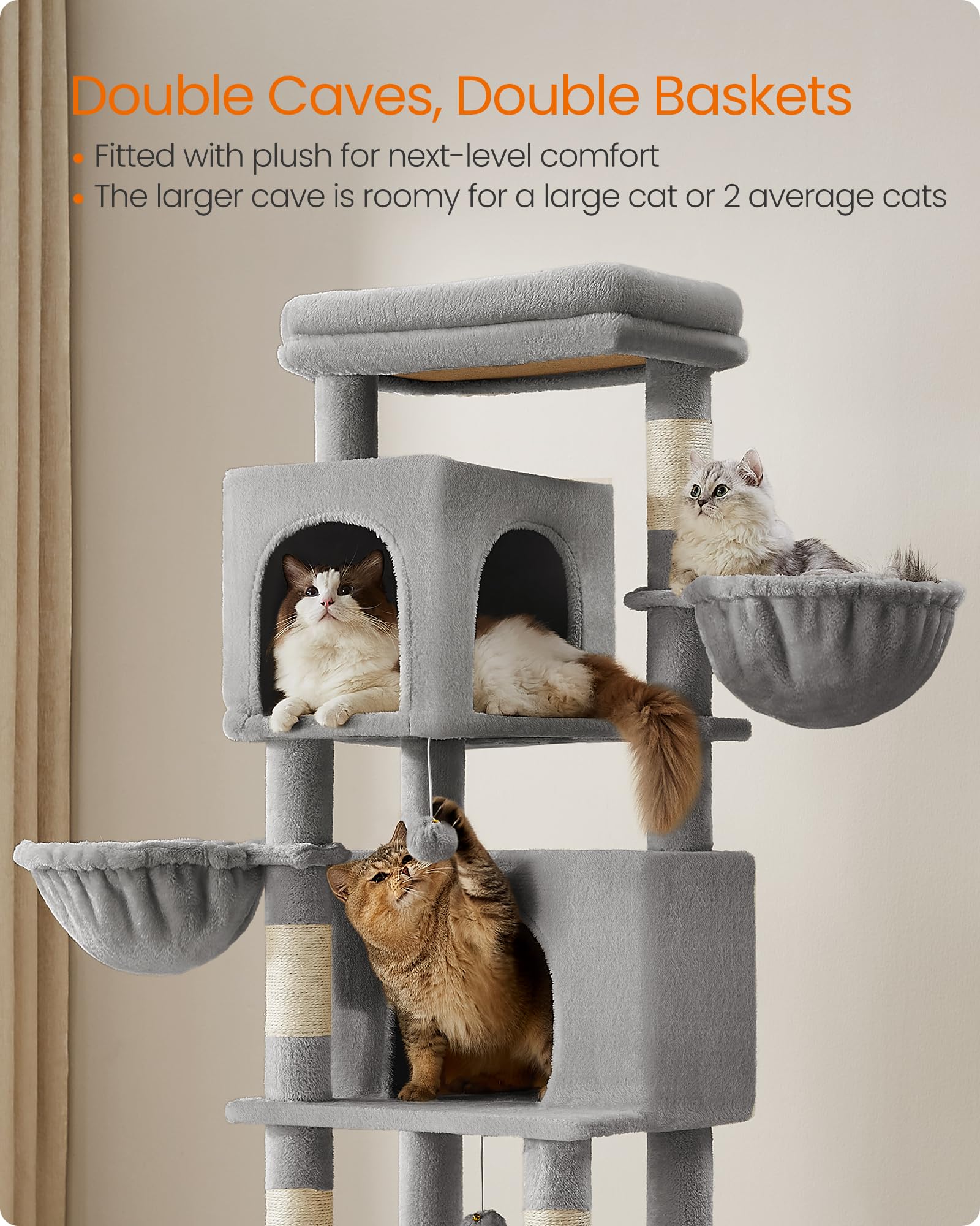 Feandrea cat tree snug hammock for soft, comfortable naps