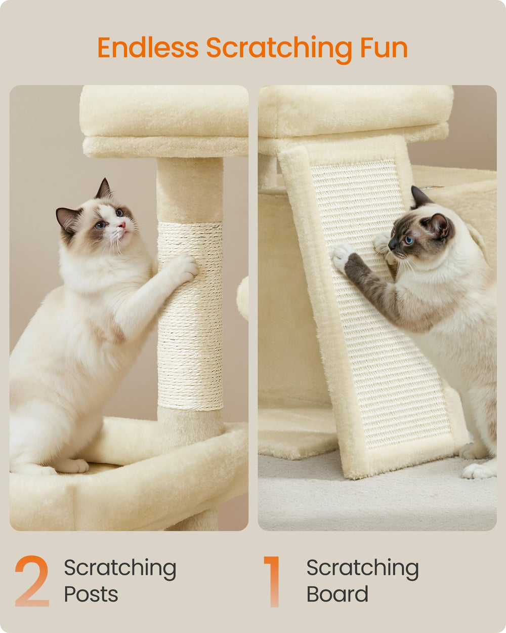Feandrea cat tree soft plush wrap creates inviting surfaces