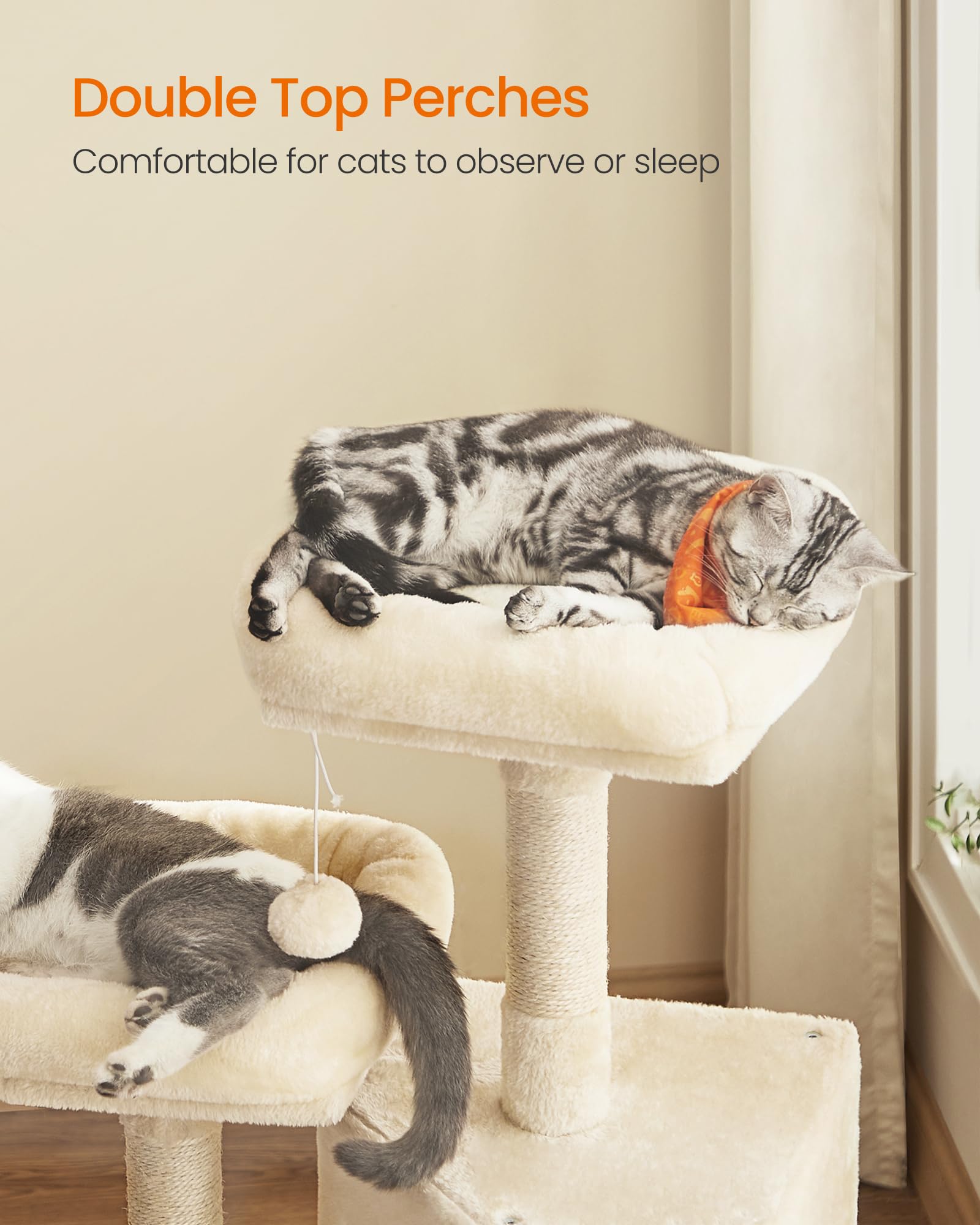 Feandrea cat tree spacious cave offers roomy retreat for larger cats.