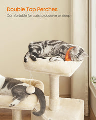Feandrea cat tree spacious cave offers roomy retreat for larger cats.
