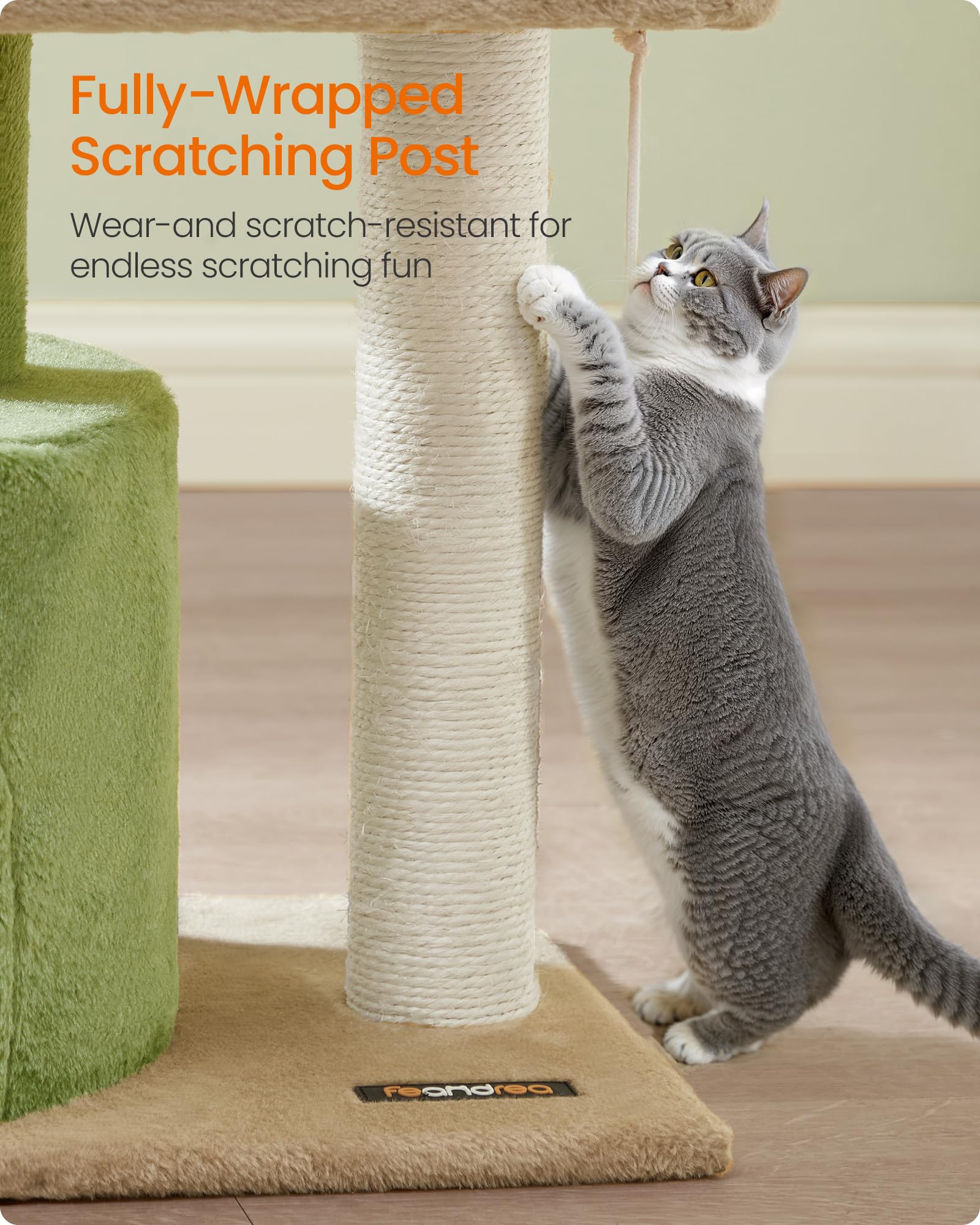 Feandrea cat tree stable base ensures safe, stable play.