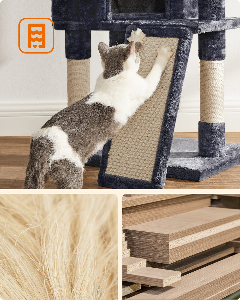 Feandrea Cat Tree Sturdy Particleboard Base supports multiple cats.